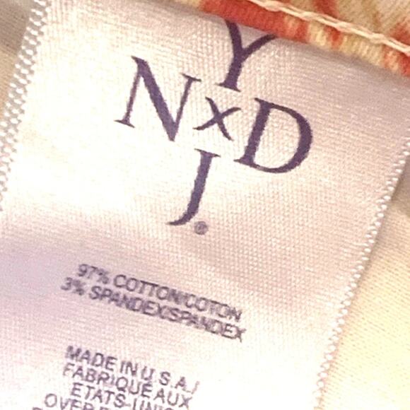 NEW NYDJ Ankle Jeans 8 Orange Print Straight Leg HR Lift Tuck Slimming USA - Picture 13 of 14